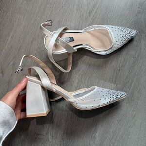 Elegant Silver and White Women's Heels